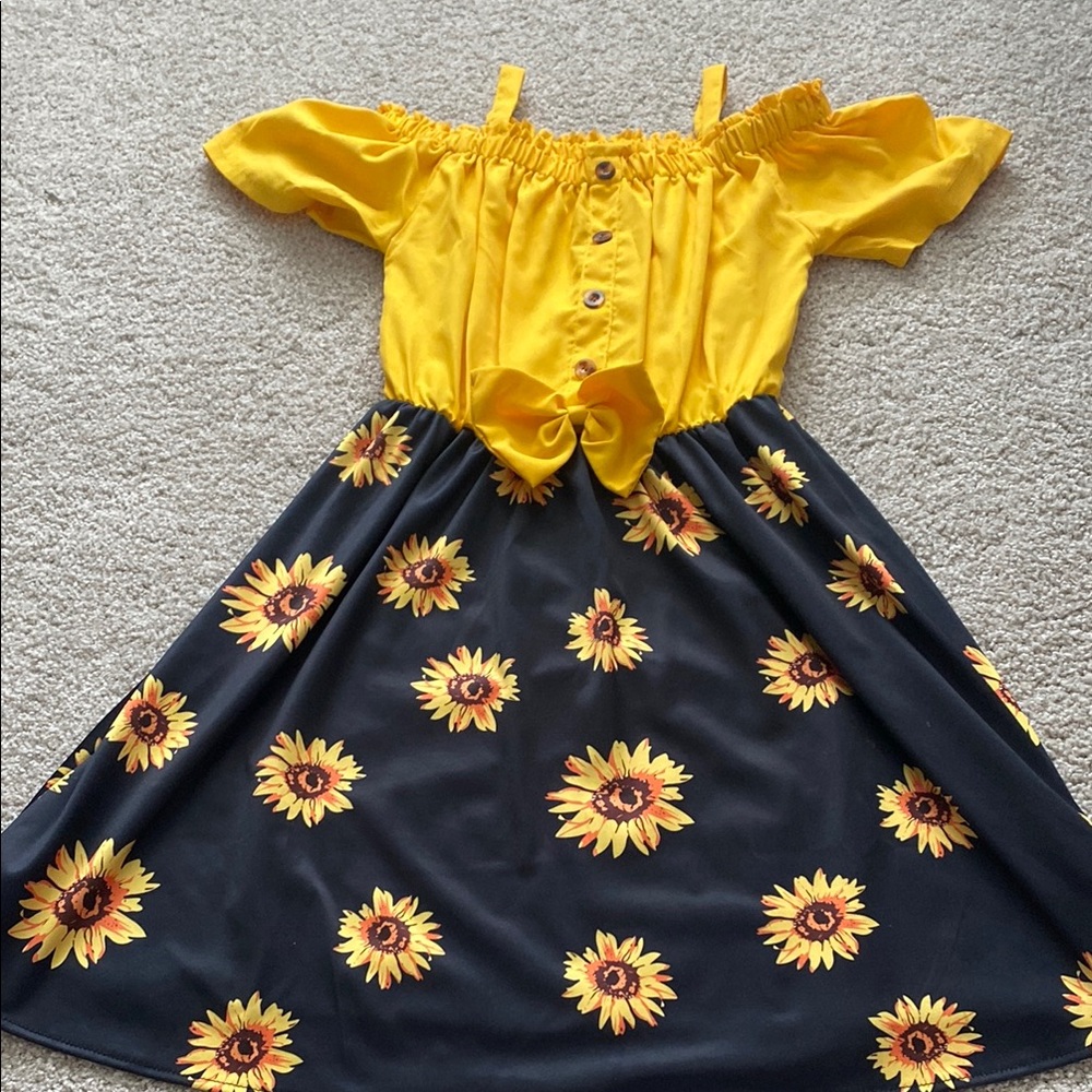 Sunflower Delight Yellow and Black Kids Dress